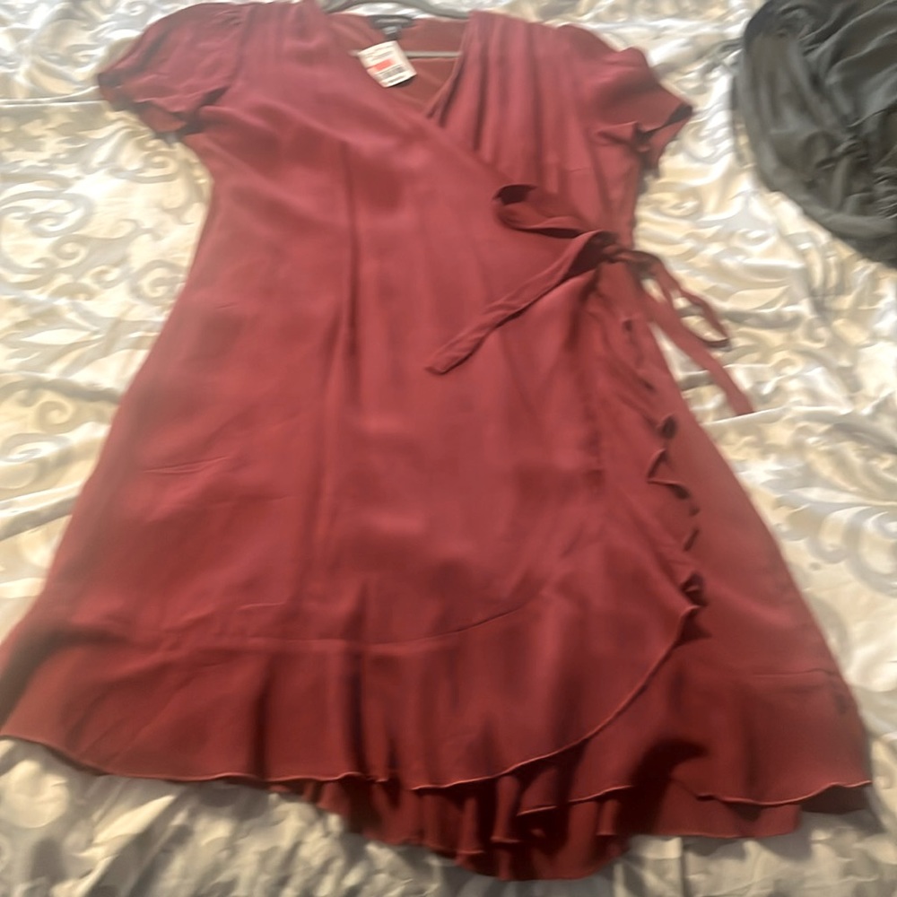 NWT red wine Le Château wrap dress size large